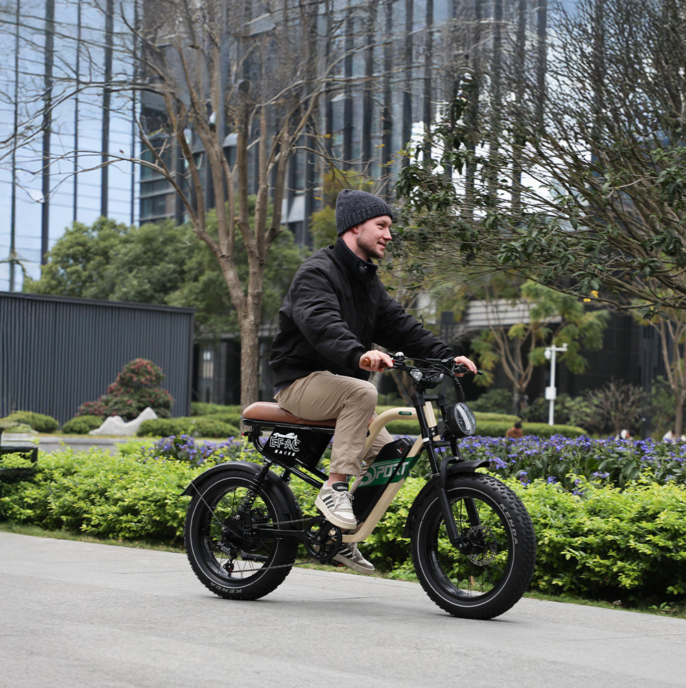 ONESPORT W66 BEIGE – E-BIKE Urbana con Batteria Integrata, Motore BAFANG 48V 500W e Display LCD