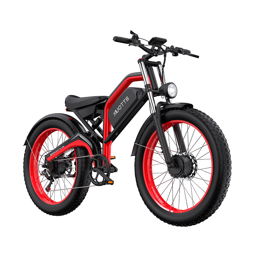 DUOTTS N26 RED – E-Bike con Doppia Modalità di Guida, DOPPIO MOTORE 750W, Display LCD Avanzato e Sospensione Regolabile