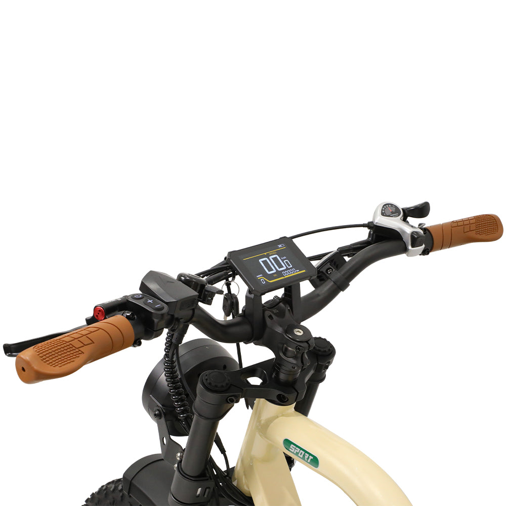 ONESPORT W66 BEIGE – E-BIKE Urbana con Batteria Integrata, Motore BAFANG 48V 500W e Display LCD