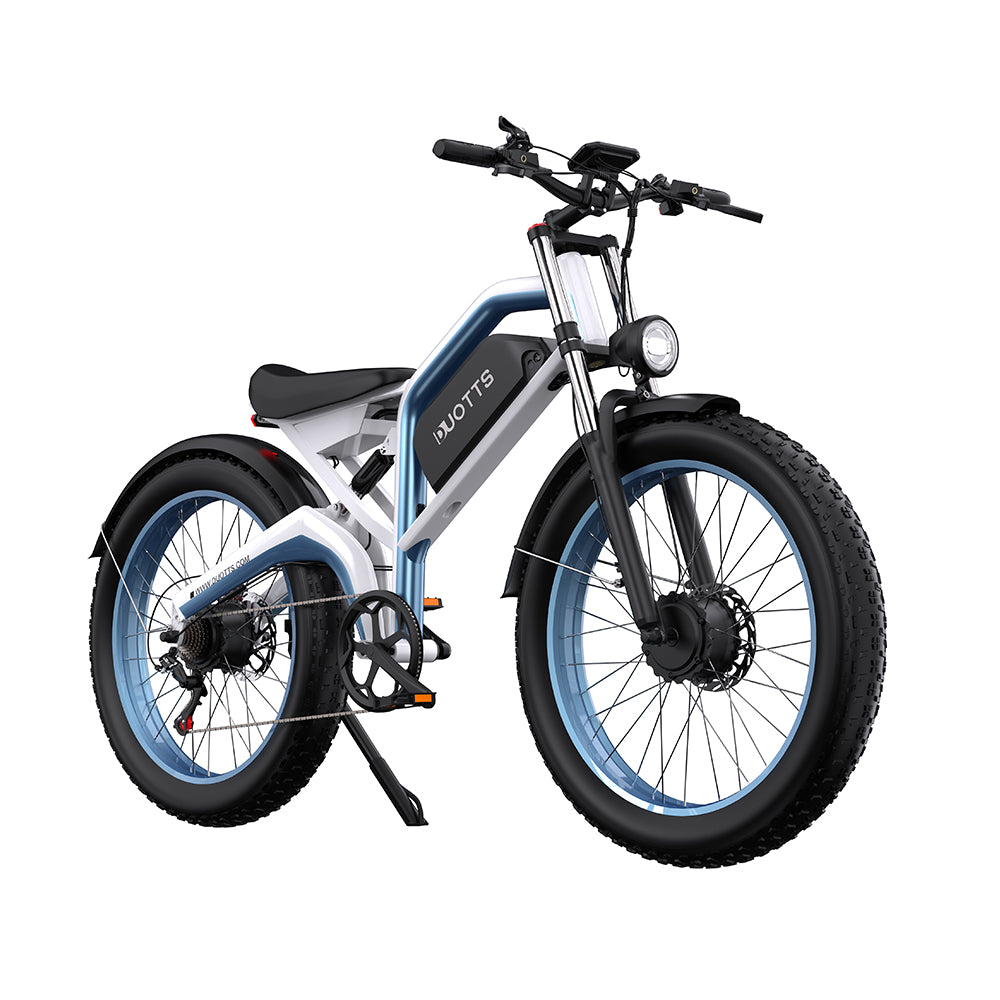 DUOTTS N26 WHITE-BLUE – E-Bike con Doppia Modalità di Guida, DOPPIO MOTORE 750W, Display LCD Avanzato e Sospensione Regolabile