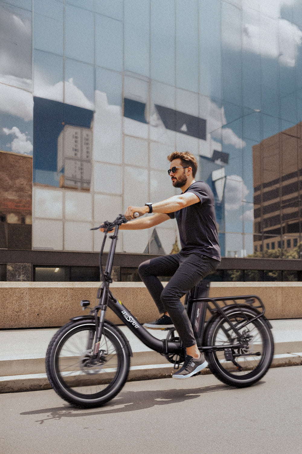 ONESPORT OT16 BLACK-BROWN – E-BIKE Pieghievole con Motore 48V 250W Potente, Batteria Rimovibile e Sospensioni