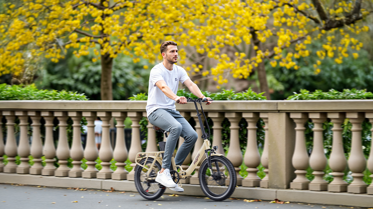 ONESPORT OT16 BLACK-BROWN – E-BIKE Pieghievole con Motore 48V 250W Potente, Batteria Rimovibile e Sospensioni