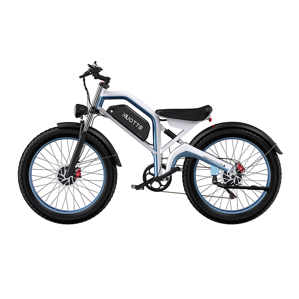 DUOTTS N26 WHITE-BLUE – E-Bike con Doppia Modalità di Guida, DOPPIO MOTORE 750W, Display LCD Avanzato e Sospensione Regolabile
