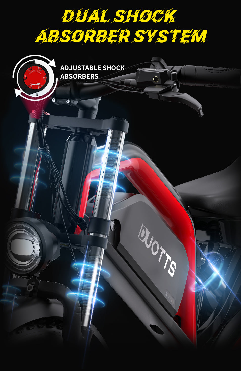 DUOTTS N26 RED – E-Bike con Doppia Modalità di Guida, DOPPIO MOTORE 750W, Display LCD Avanzato e Sospensione Regolabile