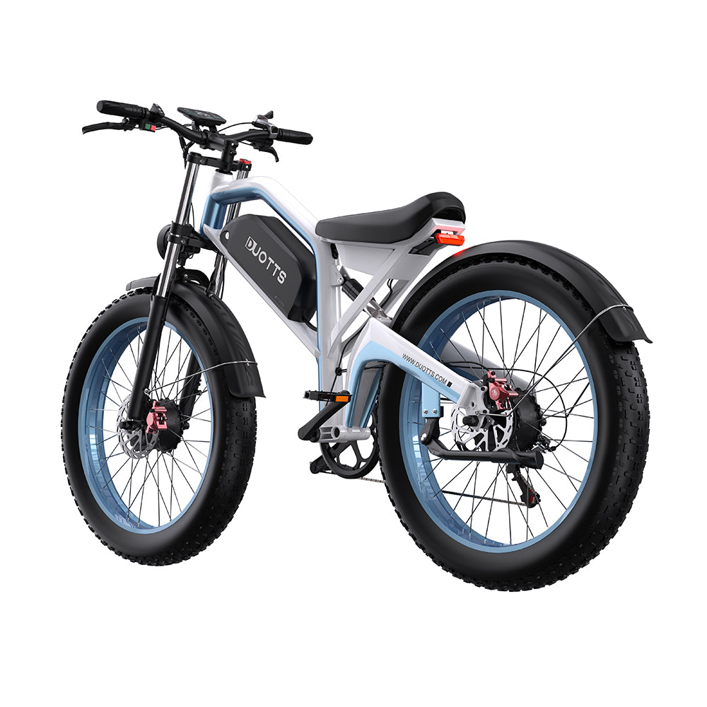 DUOTTS N26 WHITE-BLUE – E-Bike con Doppia Modalità di Guida, DOPPIO MOTORE 750W, Display LCD Avanzato e Sospensione Regolabile
