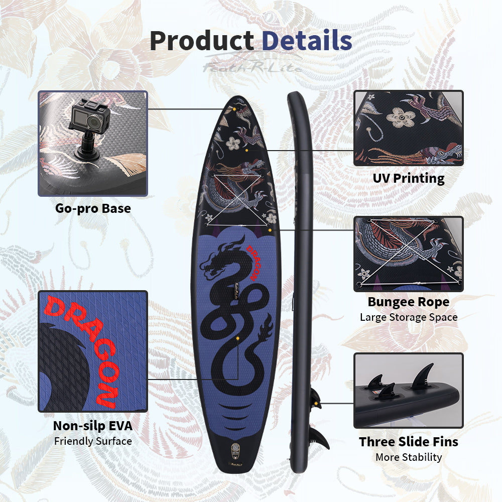 Tavola SUP Gonfiabile Pulse 350*84*15 | Portata 180kg+ | Ultra Stabile | Base GoPro | Kit Completo