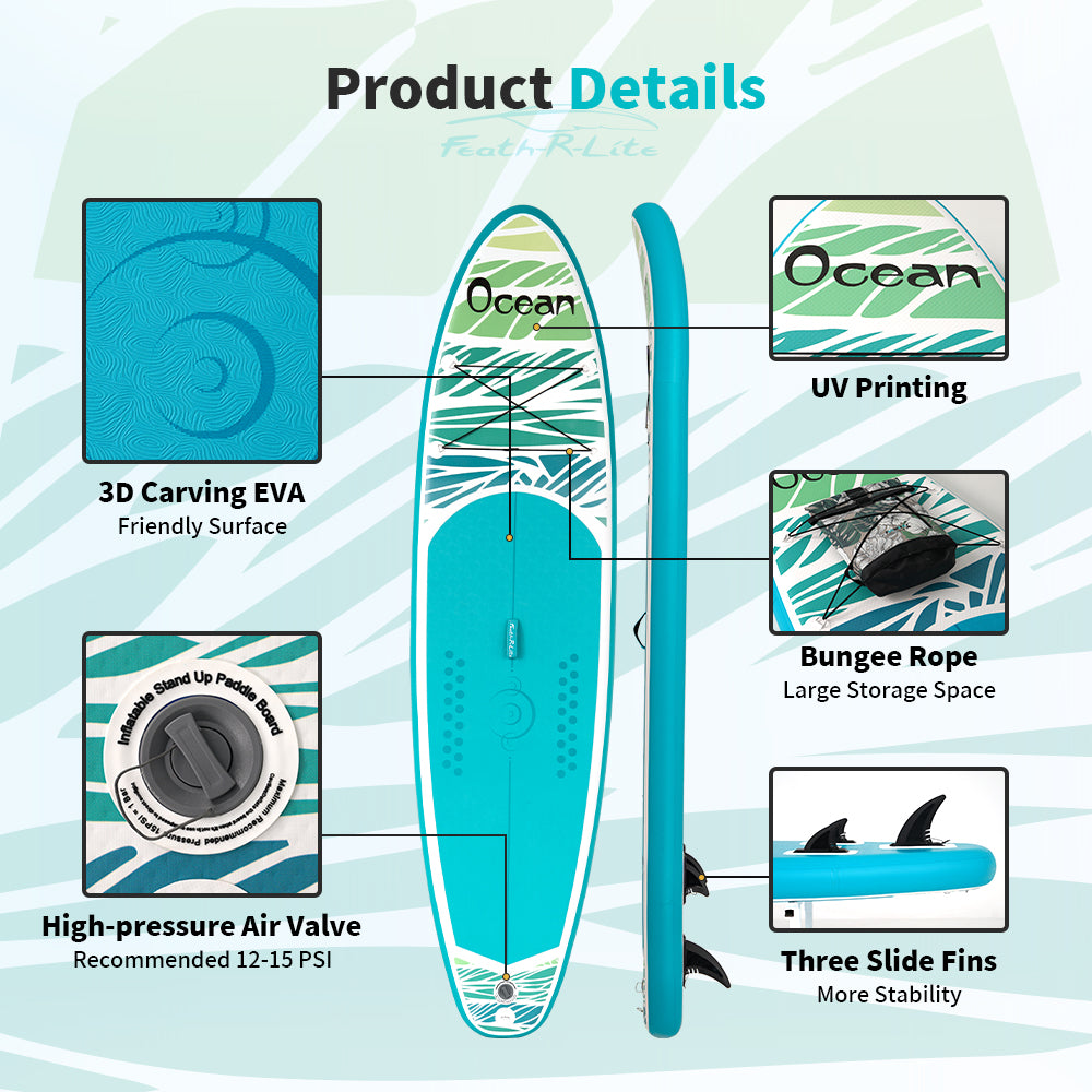 Tavola SUP Gonfiabile Ocean 11' | Portata 165kg+ | Design Marino | Kit Completo