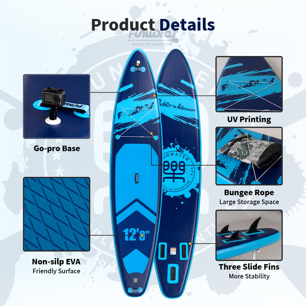 Tavola SUP Gonfiabile WAVE 385*85*15 | Portata 230kg+ | XXL Extra Large | Doppia Pagaia | Kit Completo per 2 Persone