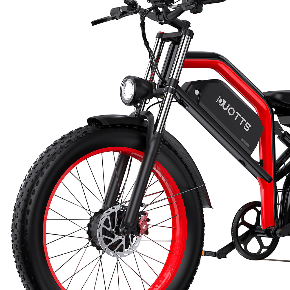 DUOTTS N26 RED – E-Bike con Doppia Modalità di Guida, DOPPIO MOTORE 750W, Display LCD Avanzato e Sospensione Regolabile