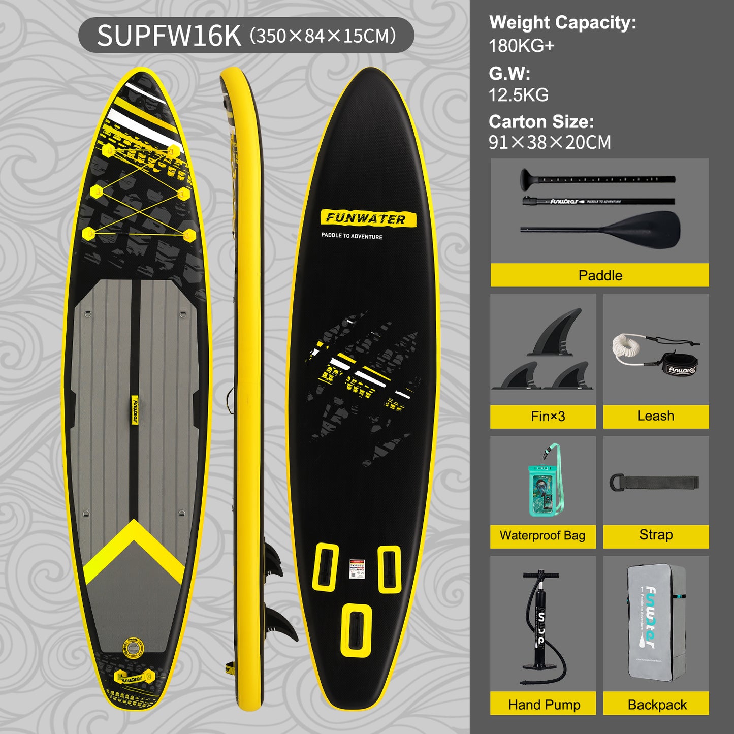 Tavola SUP gonfiabile 'Explorer Pro' 350*84*15 | Portata 180kg | Base per GoPro | Kit Completo