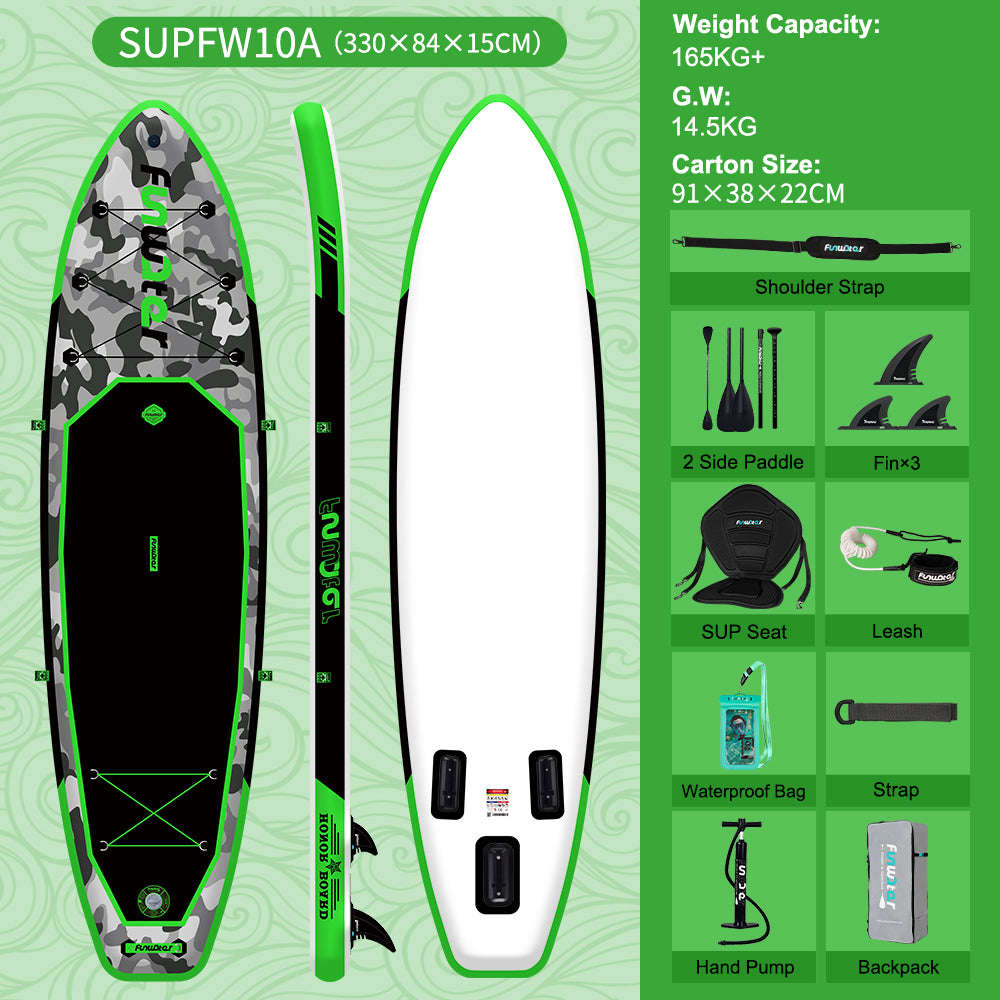 Tavola SUP gonfiabile 'Angler Classic' 330*84*15 | Portata 165kg | Kit Pesca con Seggiolino