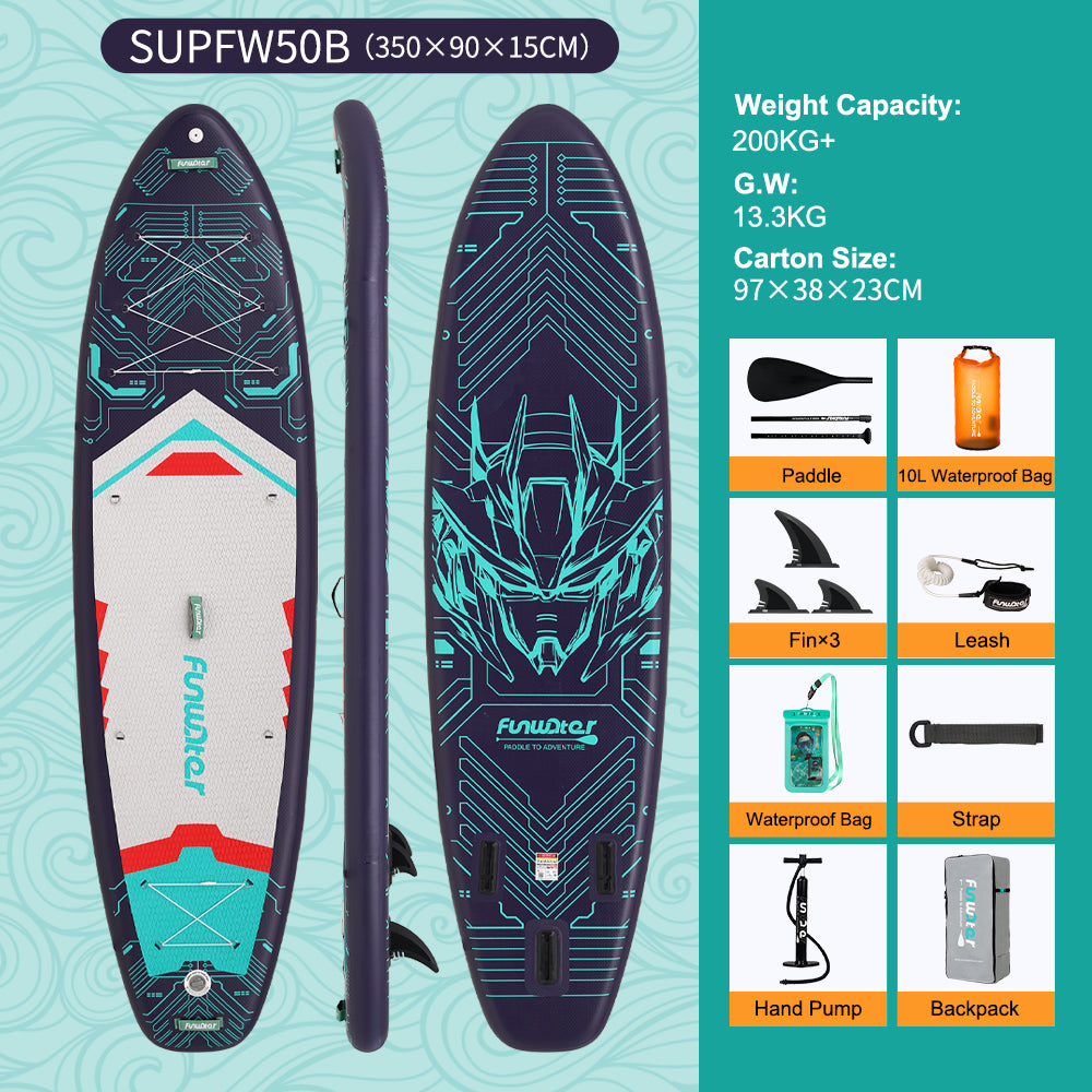 Tavola SUP Gonfiabile FOUNDER Z 350*90*15 | Portata 200kg+ | Larghezza 90cm | Base GoPro | Kit completo