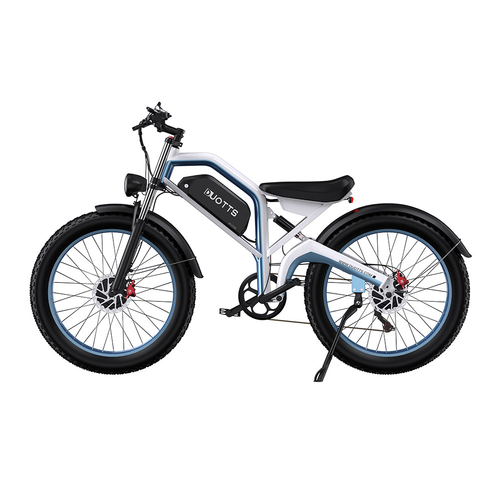 DUOTTS N26 WHITE-BLUE – E-Bike con Doppia Modalità di Guida, DOPPIO MOTORE 750W, Display LCD Avanzato e Sospensione Regolabile