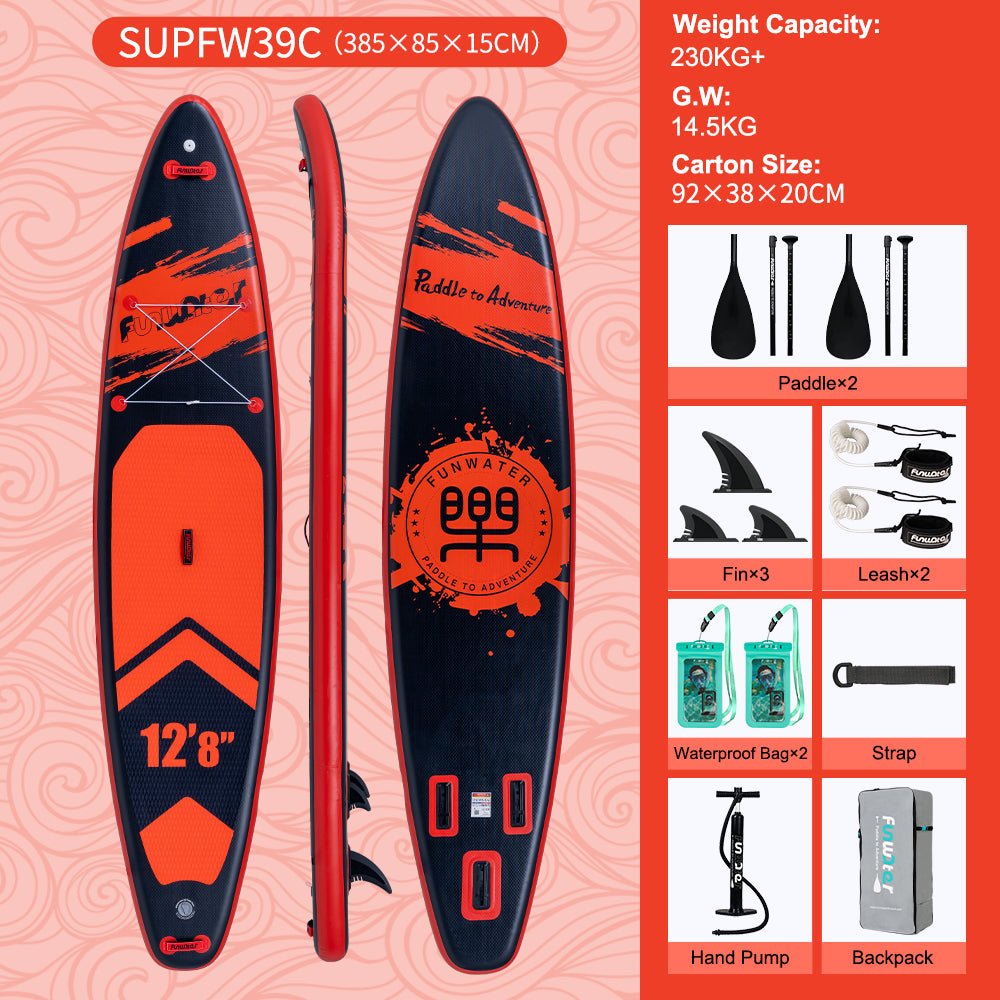 Tavola SUP Gonfiabile WAVE X 385*85*15 | Portata 230kg+ | XXL Extra Large | Doppia Pagaia | Kit Completo per 2 Persone