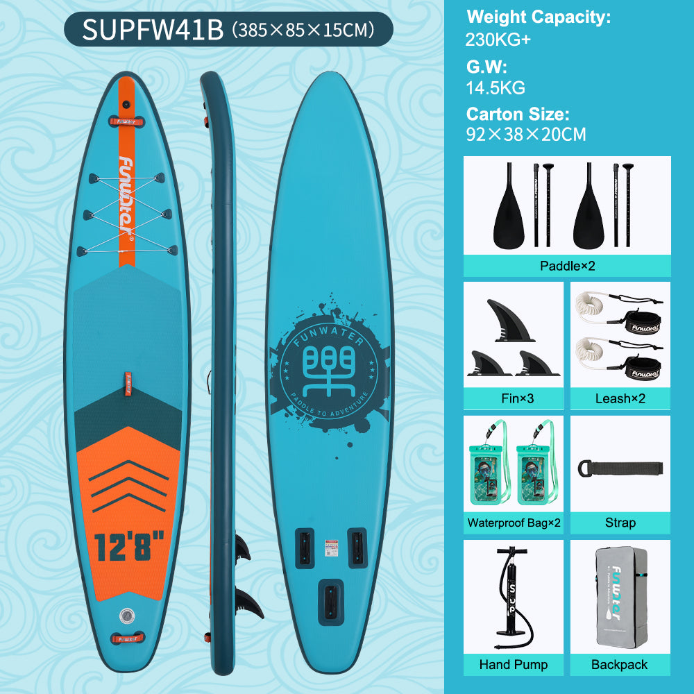 Tavola SUP Gonfiabile FUNWAY 385*85*15 | Portata 230kg+ | XXL Extra Large | Doppia Pagaia | Kit Doppio Completo