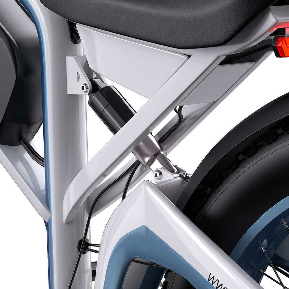 DUOTTS N26 WHITE-BLUE – E-Bike con Doppia Modalità di Guida, DOPPIO MOTORE 750W, Display LCD Avanzato e Sospensione Regolabile