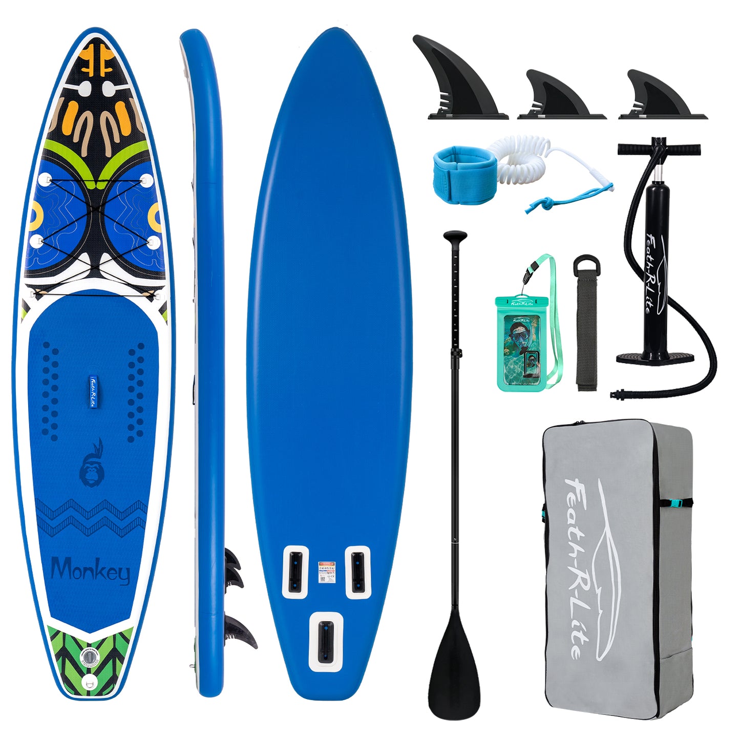 SUP Gonfiabile F-Lite 335*83*15 | Portata 165kg+ | Design Monkey Esclusivo | Kit Completo