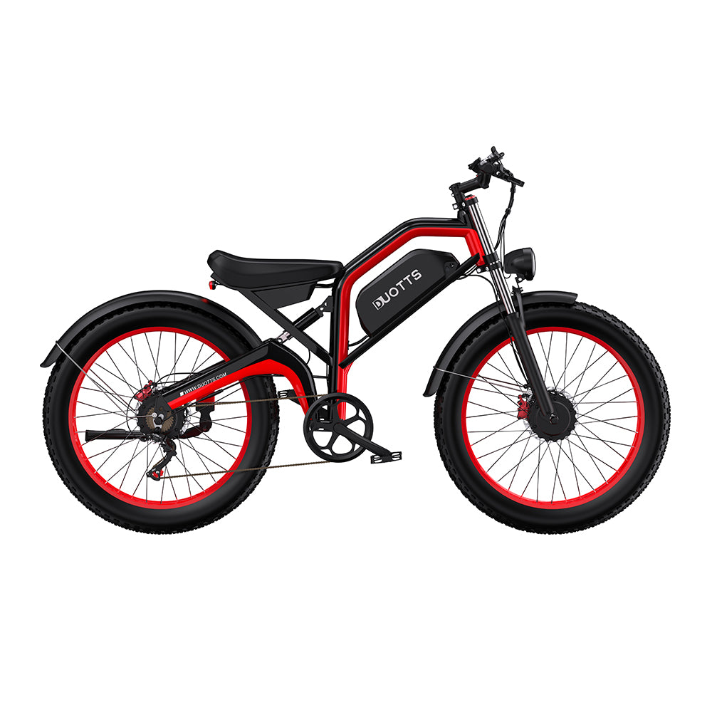 DUOTTS N26 RED – E-Bike con Doppia Modalità di Guida, DOPPIO MOTORE 750W, Display LCD Avanzato e Sospensione Regolabile