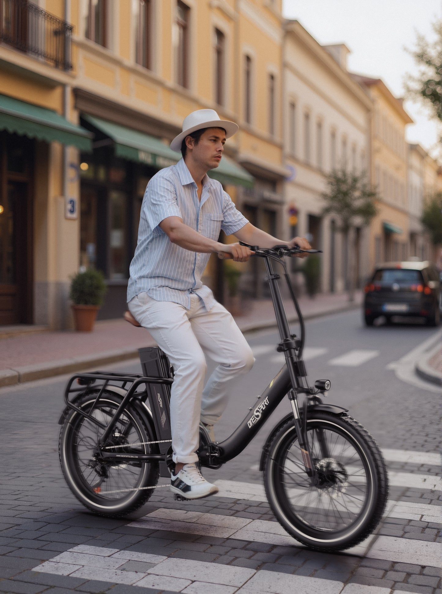 ONESPORT OT16 BLACK-BROWN – E-BIKE Pieghievole con Motore 48V 250W Potente, Batteria Rimovibile e Sospensioni