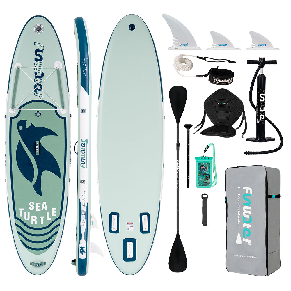 Tavola SUP gonfiabile 'Sea Turtle' 10'6" | Portata 150kg | Dual Layer & Seggiolino | Kit Completo