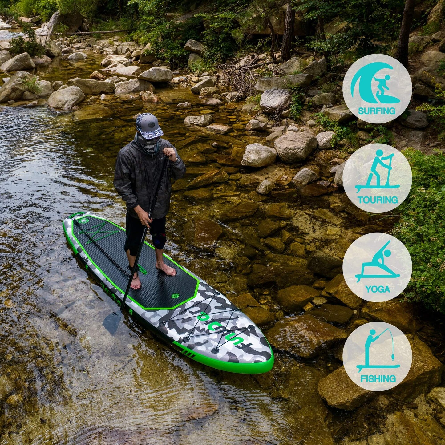 Tavola SUP gonfiabile 'Angler Classic' 330*84*15 | Portata 165kg | Kit Pesca con Seggiolino