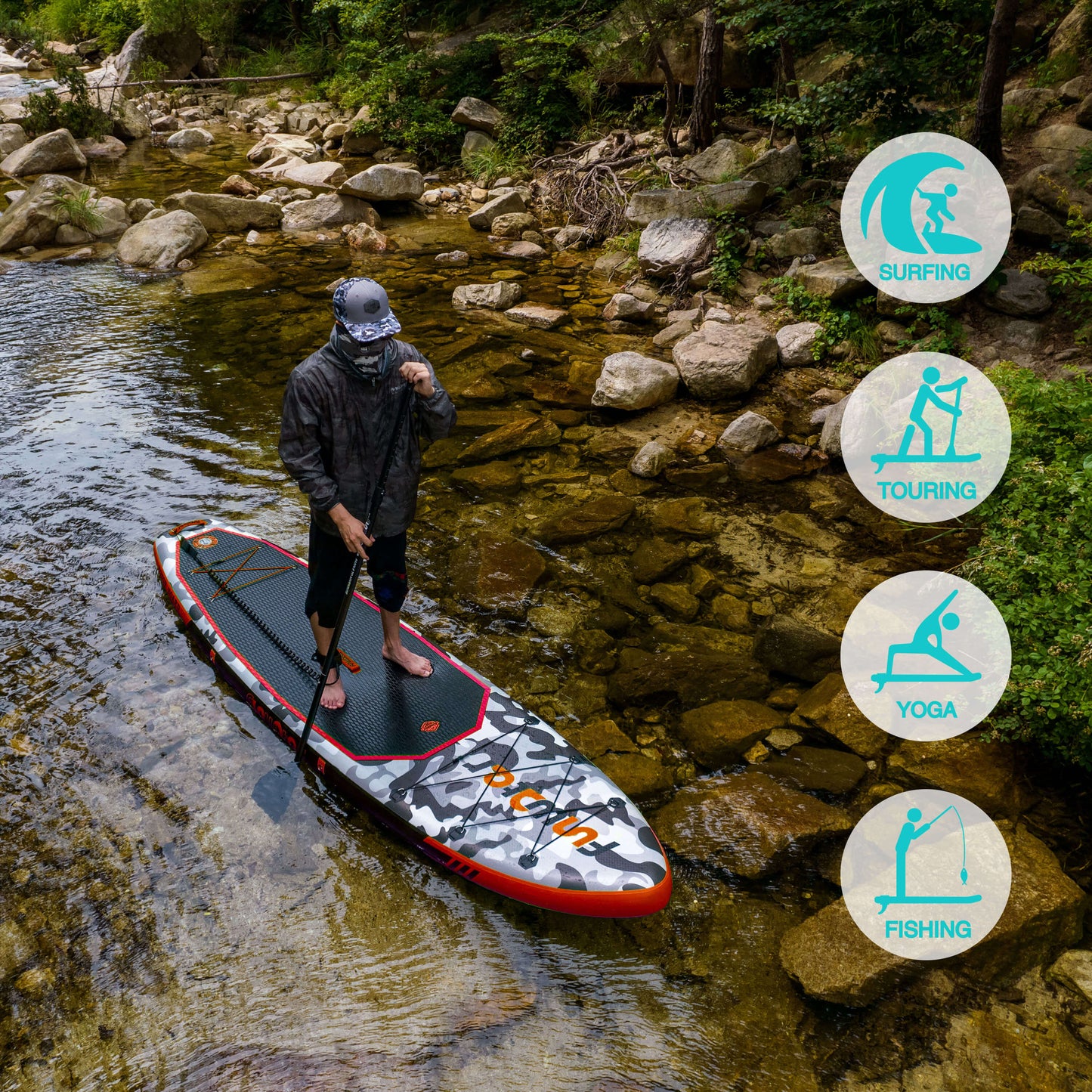 Tavola SUP gonfiabile 'Angler Pro' 330*84*15 | Portata 165kg | Kit Pesca con Seggiolino