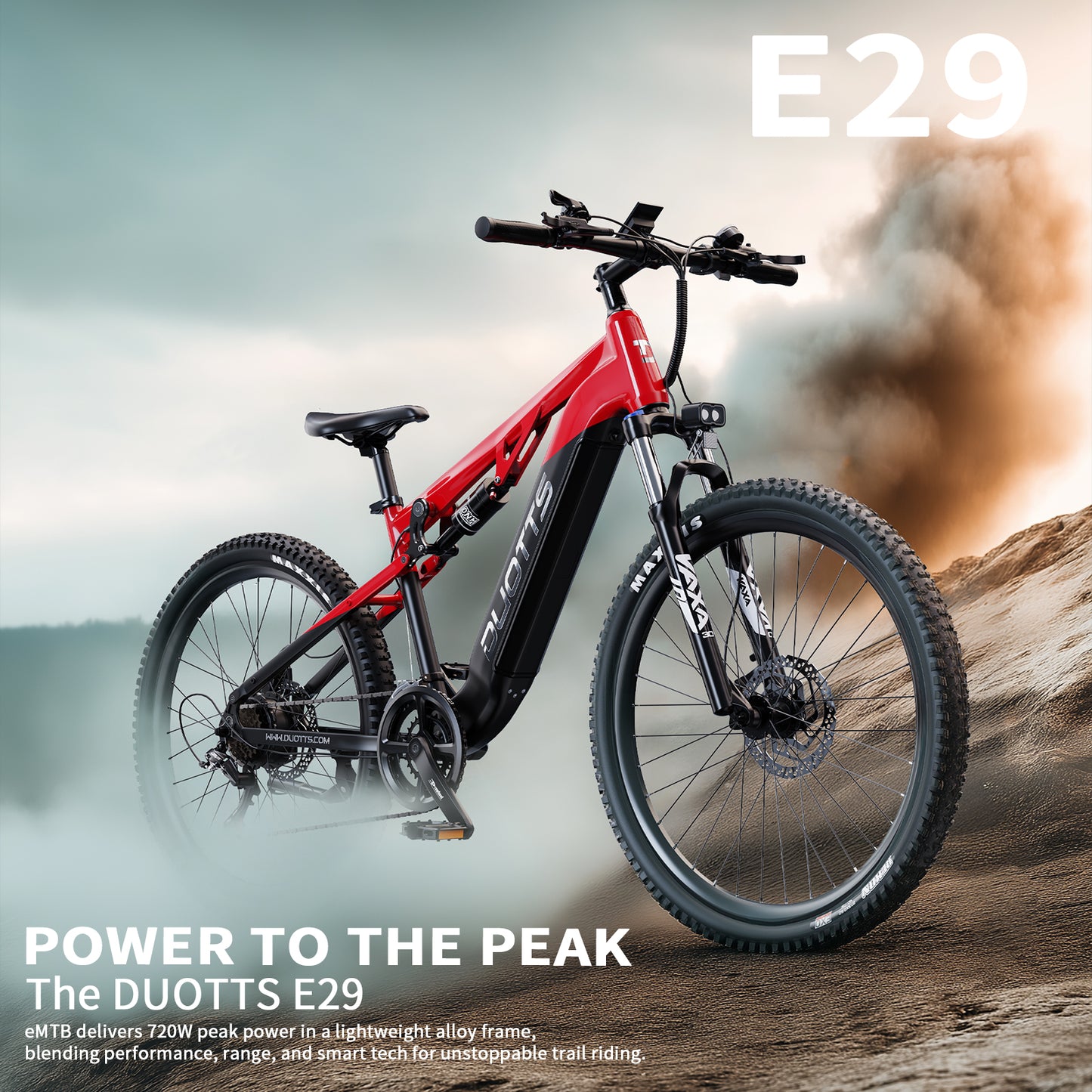 DUOTTS E29 Black-Red | Sospensione Doppia | Batteria Smart | Display Avanzato