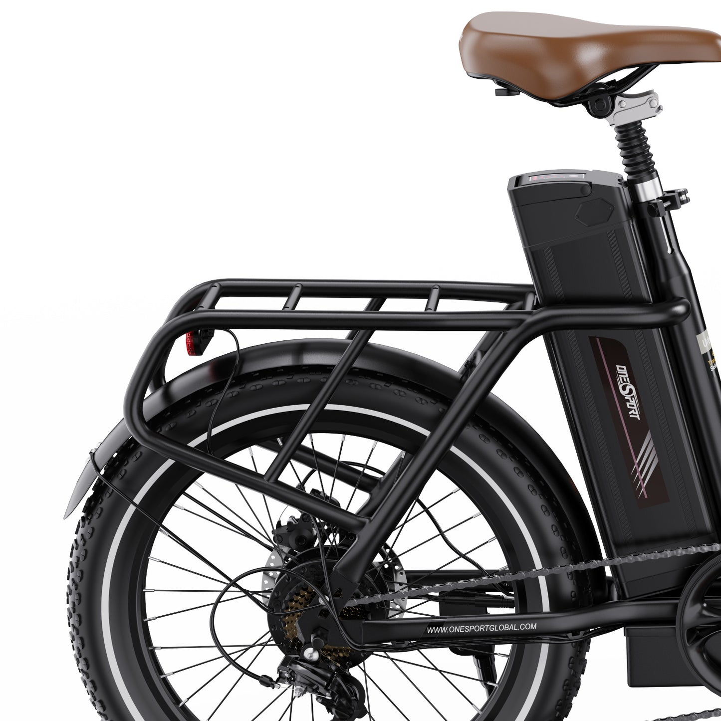 ONESPORT OT16 BLACK-BROWN – E-BIKE Pieghievole con Motore 48V 250W Potente, Batteria Rimovibile e Sospensioni