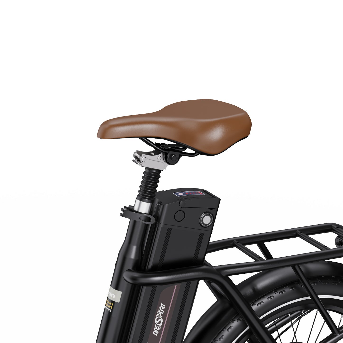 ONESPORT OT16 BLACK-BROWN – E-BIKE Pieghievole con Motore 48V 250W Potente, Batteria Rimovibile e Sospensioni