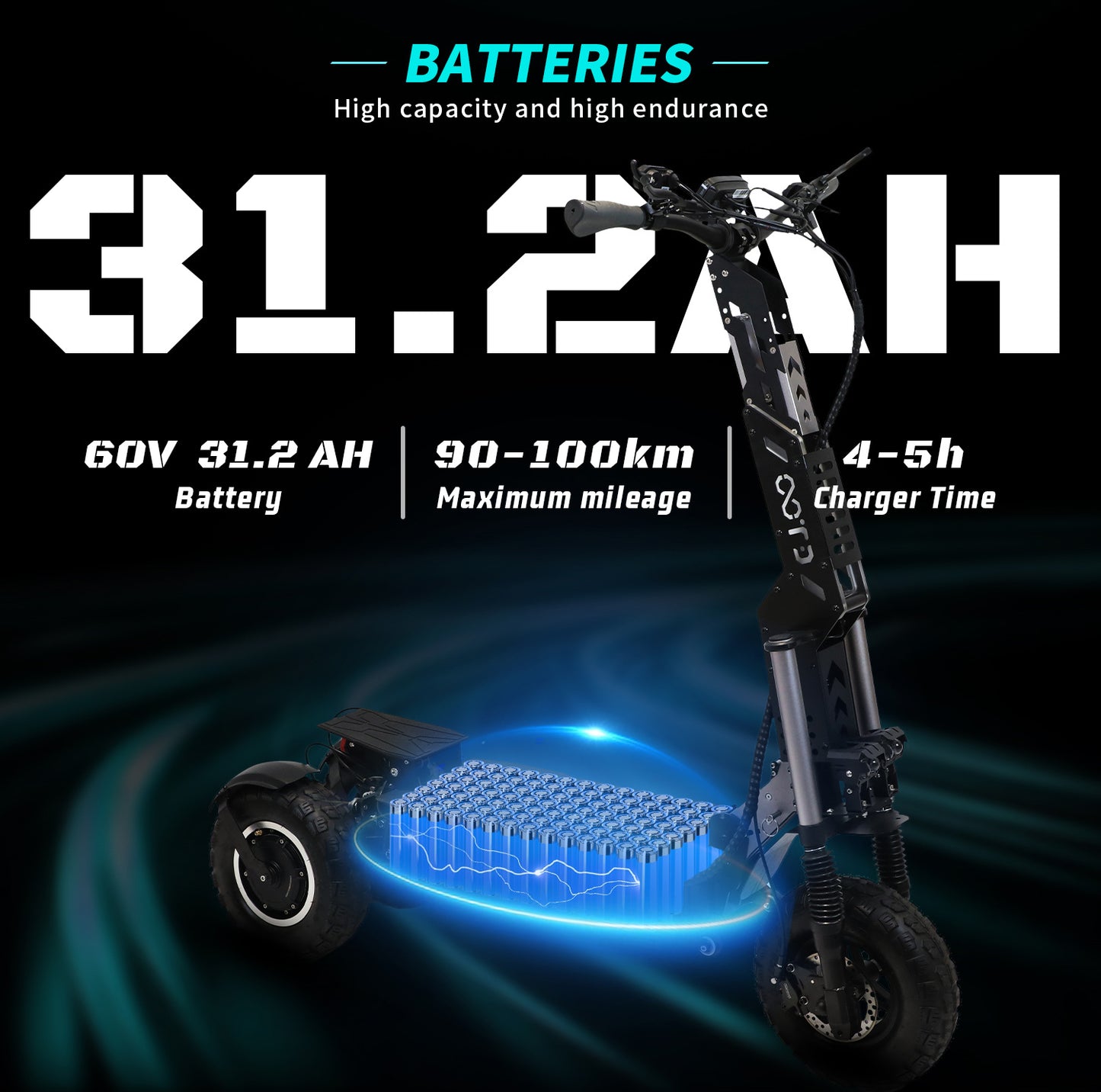 Monopattino Elettrico OOTD T30 | MOTORE 60V 3200W Autonomia 90km | Batteria 60V 31.2Ah | Portata 200kg