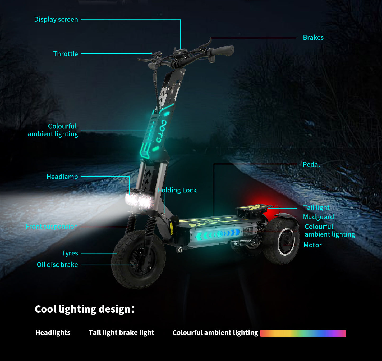 Monopattino Elettrico OOTD T30 | MOTORE 60V 3200W Autonomia 90km | Batteria 60V 31.2Ah | Portata 200kg