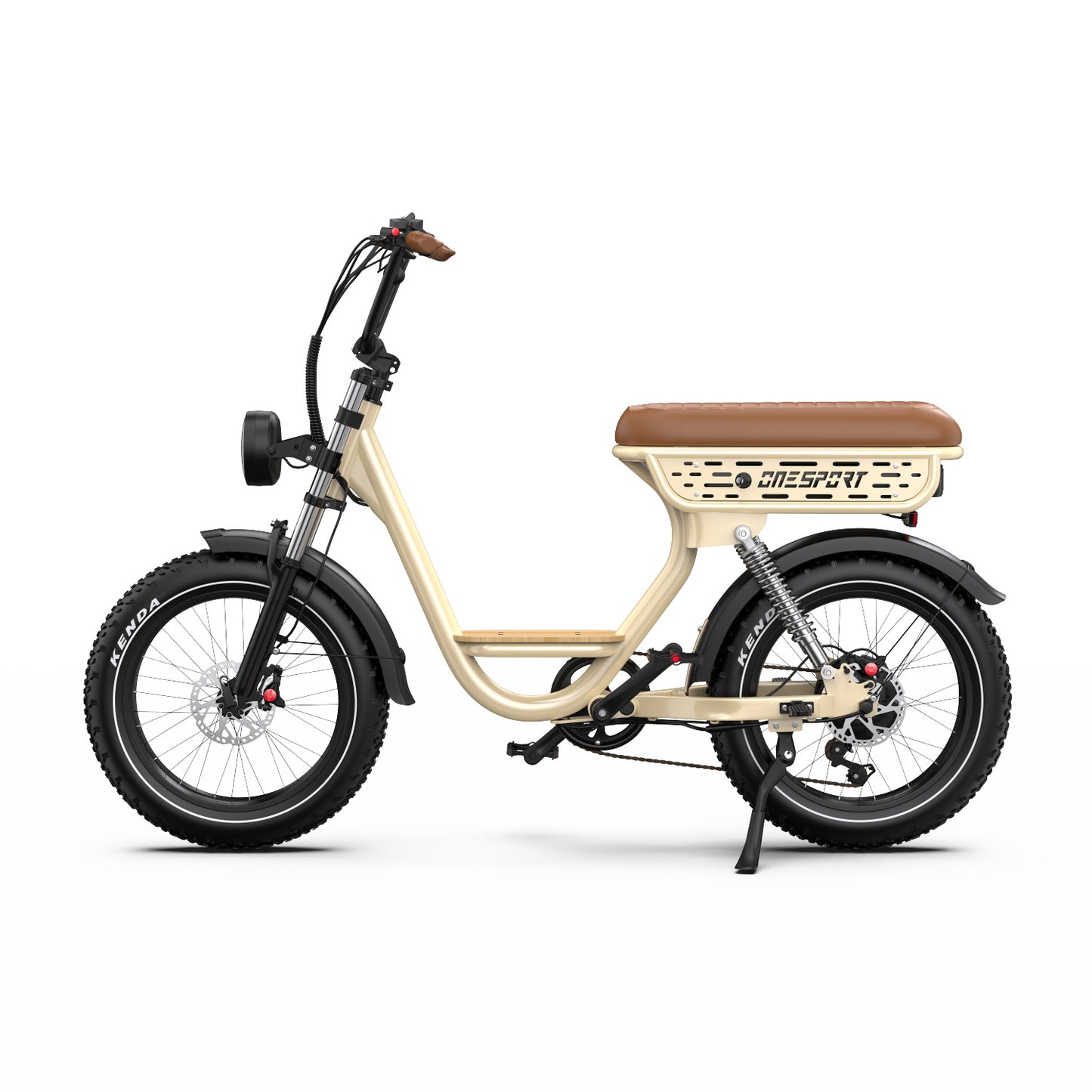 ONESPORT W77 BEIGE – E-BIKE Urbana con Batteria Integrata, Motore BAFANG 48V 500W e Display LCD
