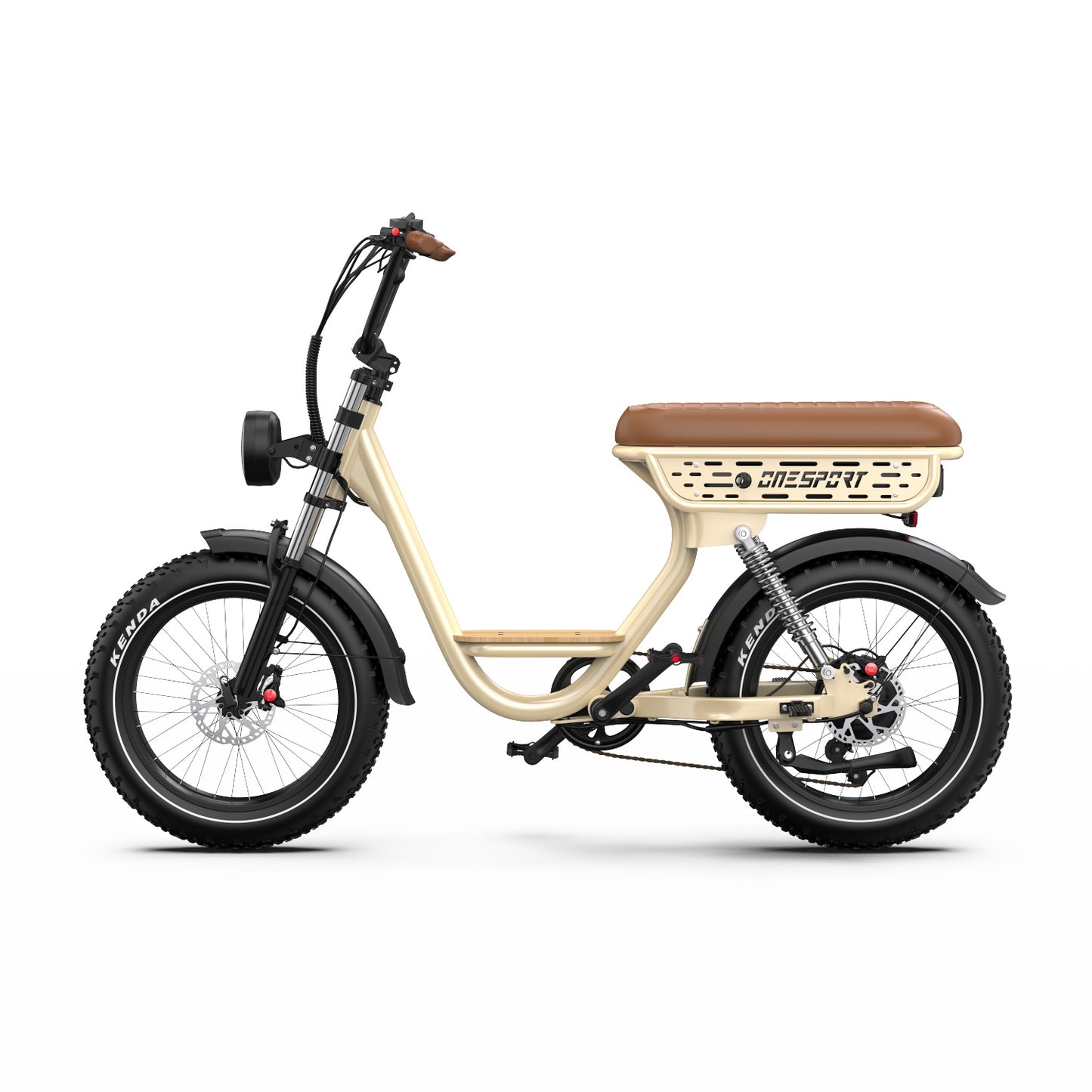 ONESPORT W77 BEIGE – E-BIKE Urbana con Batteria Integrata, Motore BAFANG 48V 500W e Display LCD