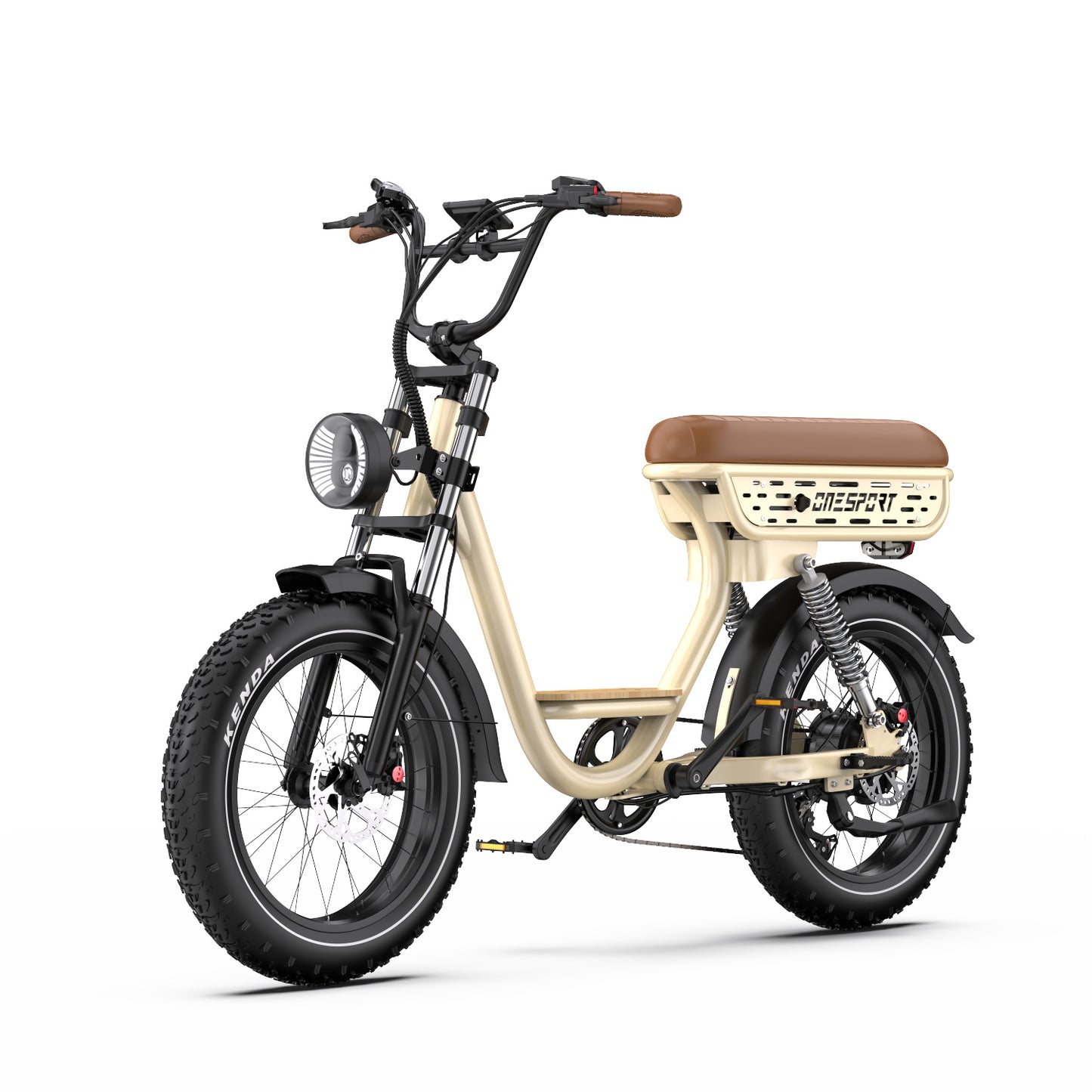 ONESPORT W77 BEIGE – E-BIKE Urbana con Batteria Integrata, Motore BAFANG 48V 500W e Display LCD