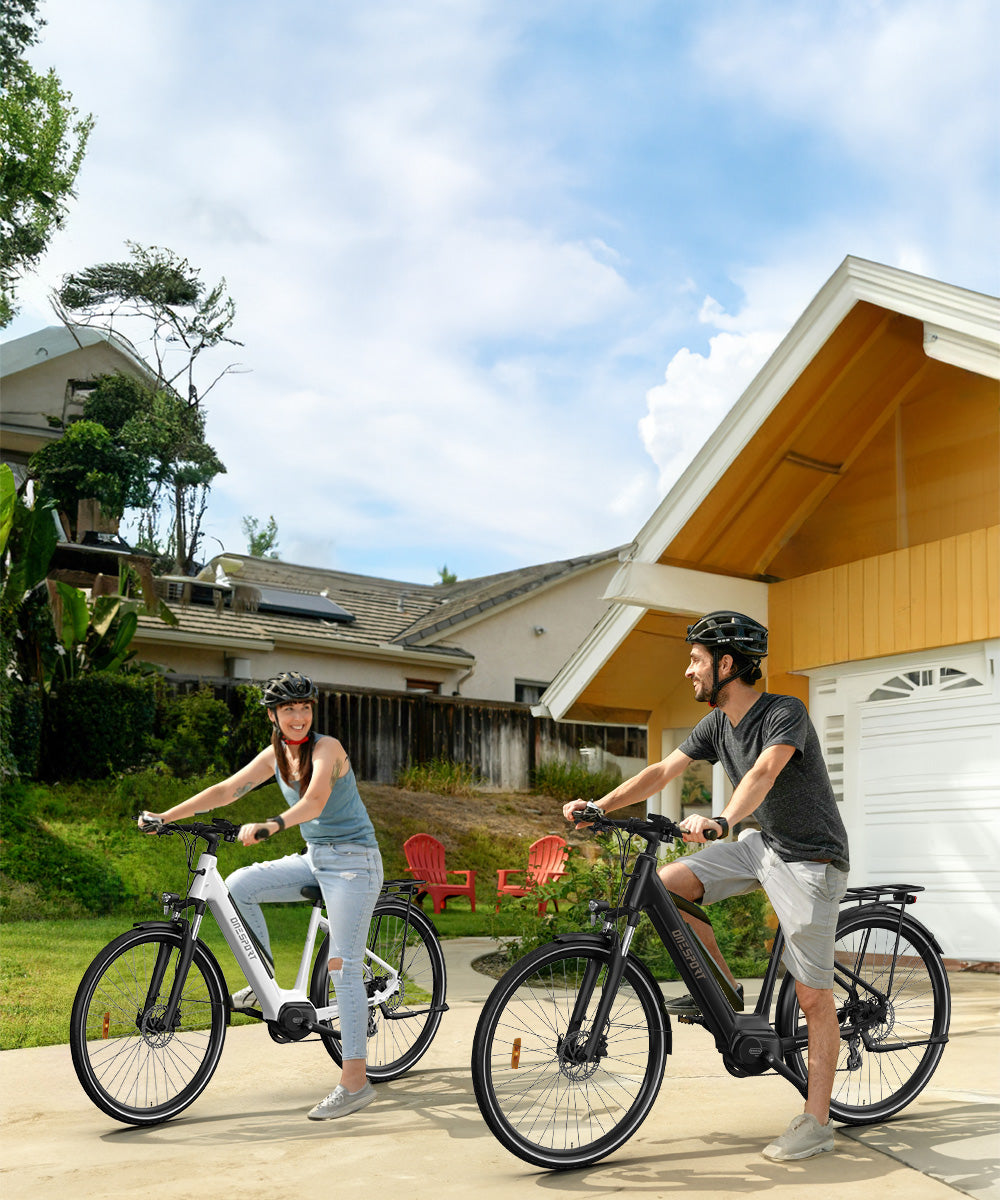ONESPORT OT-07 WHITE– E-Bike Urbana con Motore BAFANG da 250W 36V, Batteria Rimovibile e Sospensione Regolabile