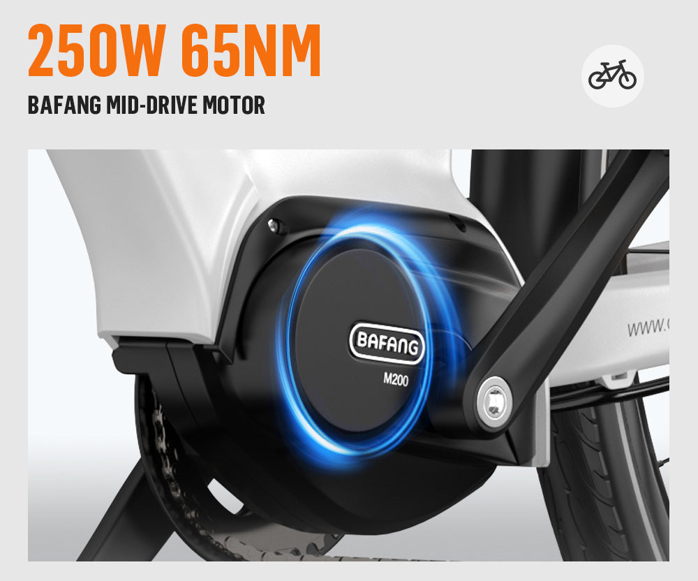 ONESPORT OT-07 BLACK – E-Bike Urbana con Motore BAFANG da 250W 36V, Batteria Rimovibile e Sospensione Regolabile