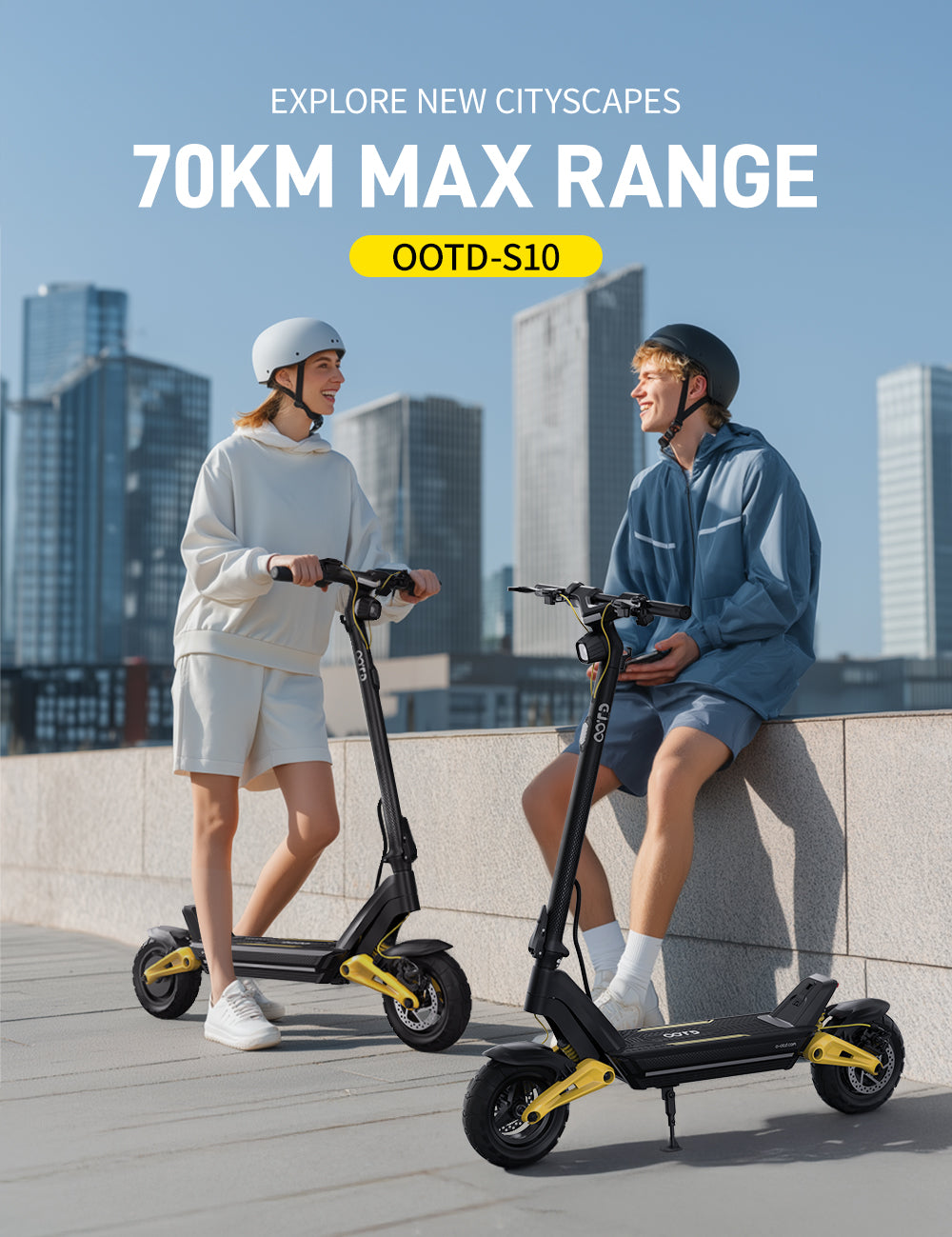 MONOPATTINO ELETTRICO OOTD S10 – Motore 48V 1400W High-Performance | 70 km di Autonomia | 55KM/H