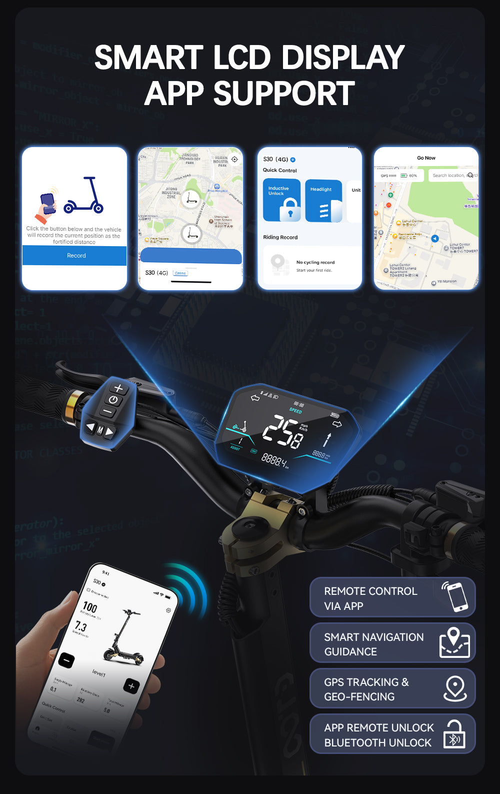 MONOPATTINO Elettrico OOTD S30 | 1200W | 65 km/h | Autonomia 65km | Freni a Disco Idraulici