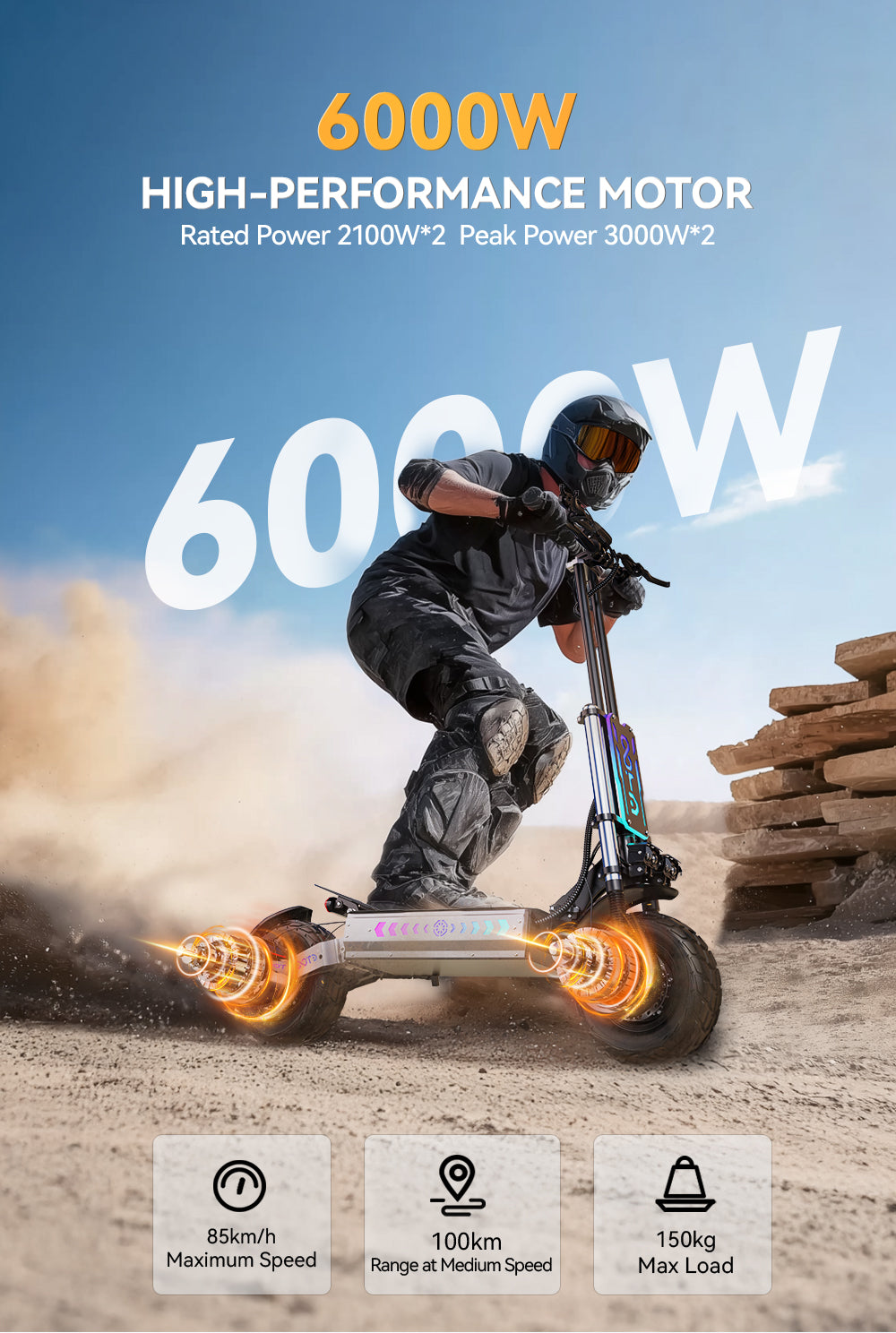 Monopattino Elettrico OOTD T90 DUAL MOTOR | 2x1500W | 100km di Autonomia | Doppia Trazione