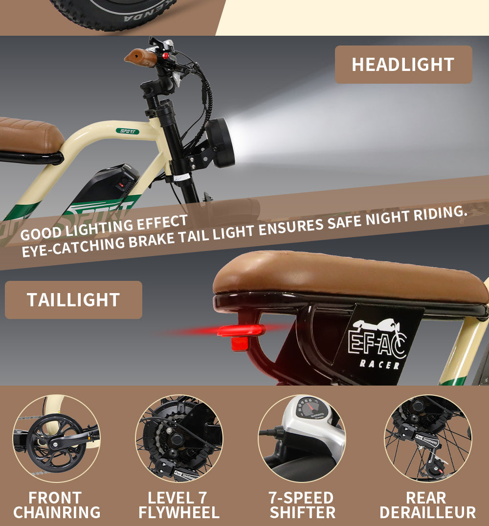 ONESPORT W66 BEIGE – E-BIKE Urbana con Batteria Integrata, Motore BAFANG 48V  500W e Display LCD