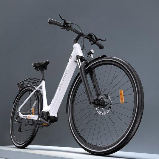 ONESPORT OT-07 WHITE– E-Bike Urbana con Motore BAFANG da 250W 36V, Batteria Rimovibile e Sospensione Regolabile
