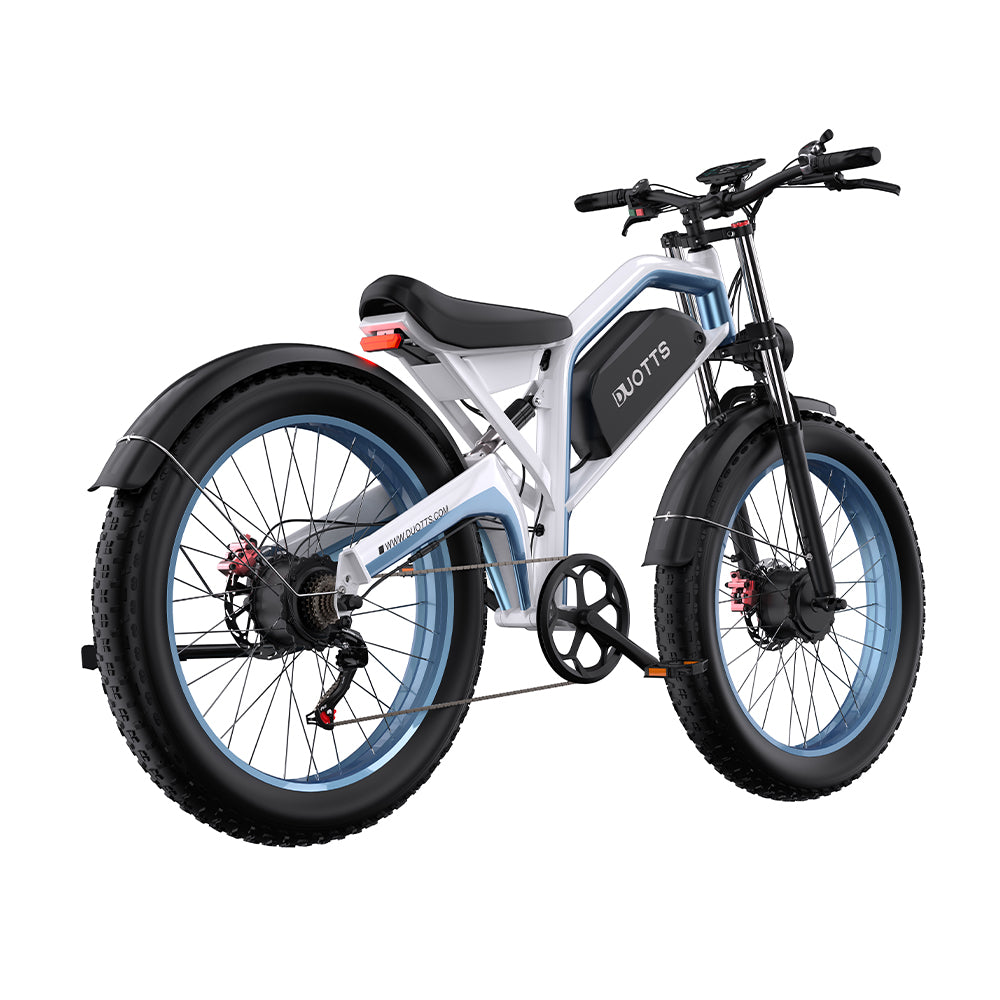 DUOTTS N26 WHITE-BLUE – E-Bike con Doppia Modalità di Guida, DOPPIO MOTORE 750W, Display LCD Avanzato e Sospensione Regolabile