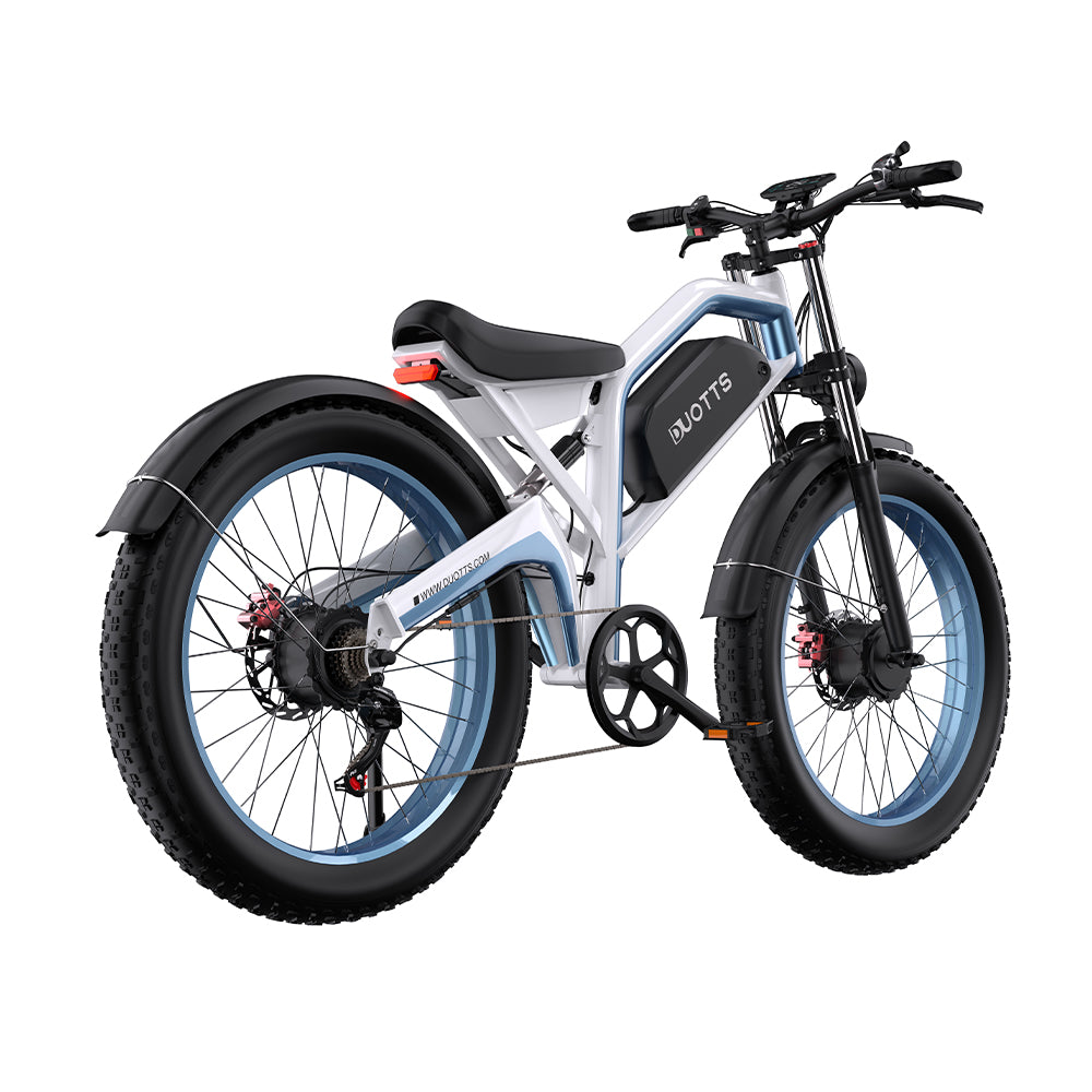 DUOTTS N26 WHITE-BLUE – E-Bike con Doppia Modalità di Guida, DOPPIO MOTORE 750W, Display LCD Avanzato e Sospensione Regolabile