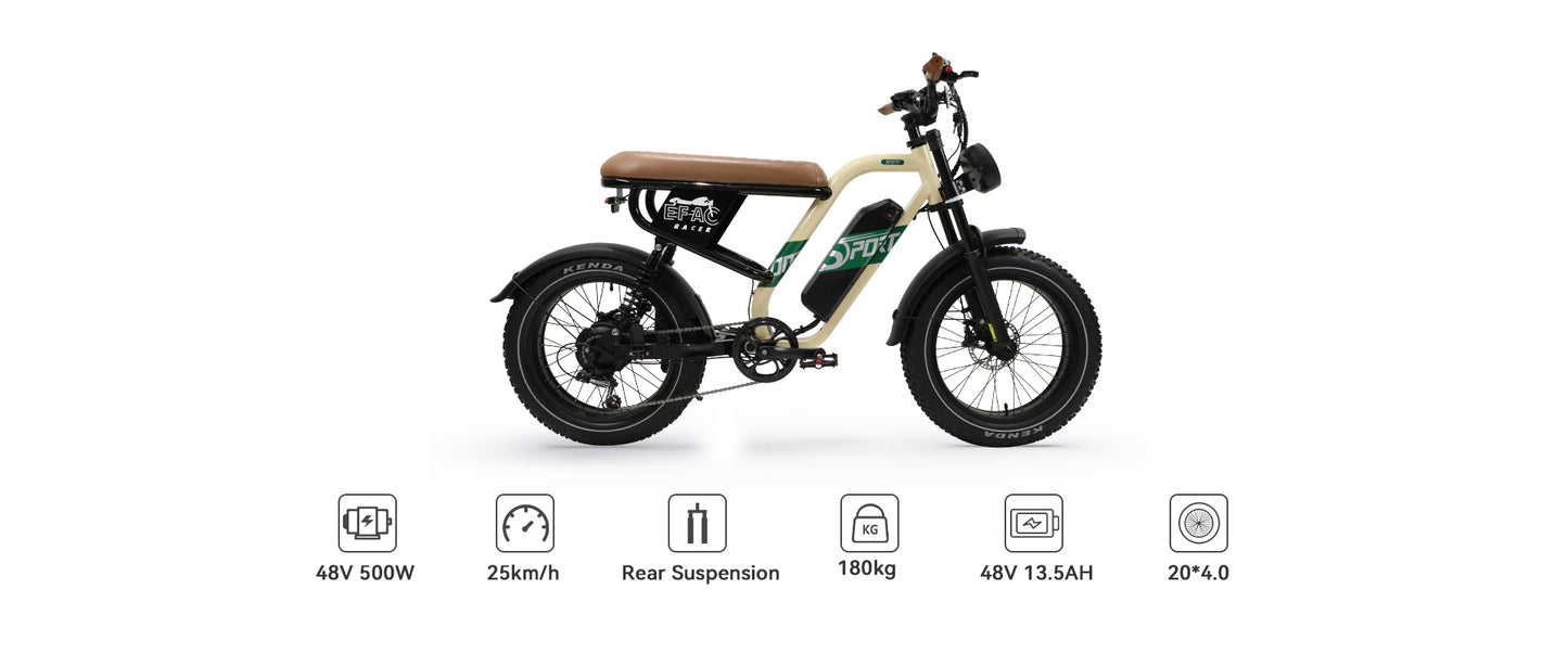 ONESPORT W66 BEIGE – E-BIKE Urbana con Batteria Integrata, Motore BAFANG 48V  500W e Display LCD