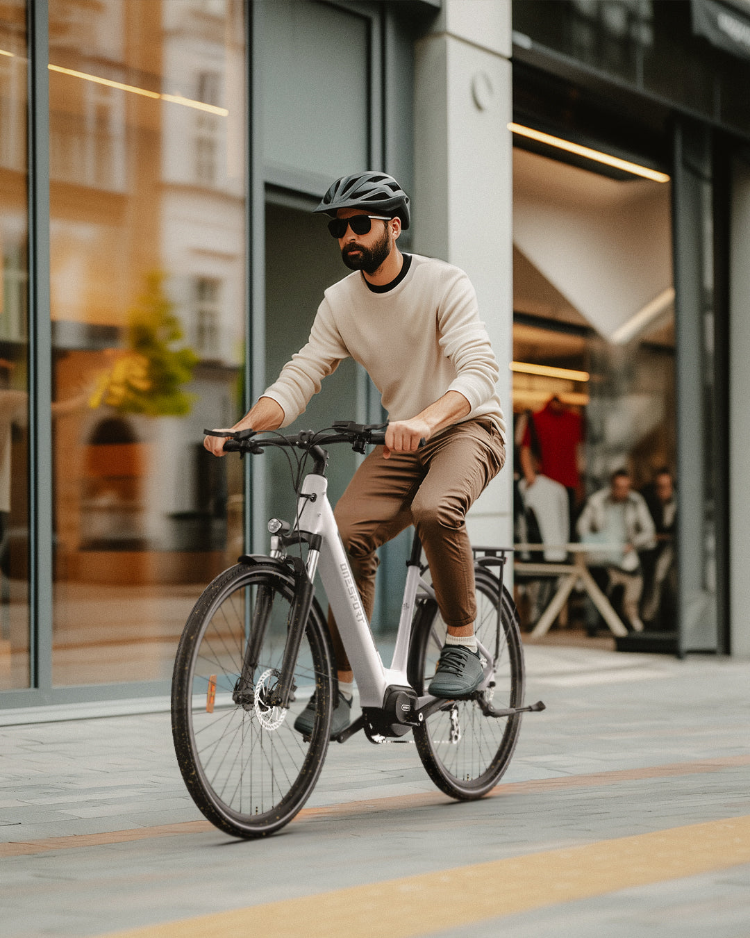 ONESPORT OT-07 WHITE– E-Bike Urbana con Motore BAFANG da 250W 36V, Batteria Rimovibile e Sospensione Regolabile