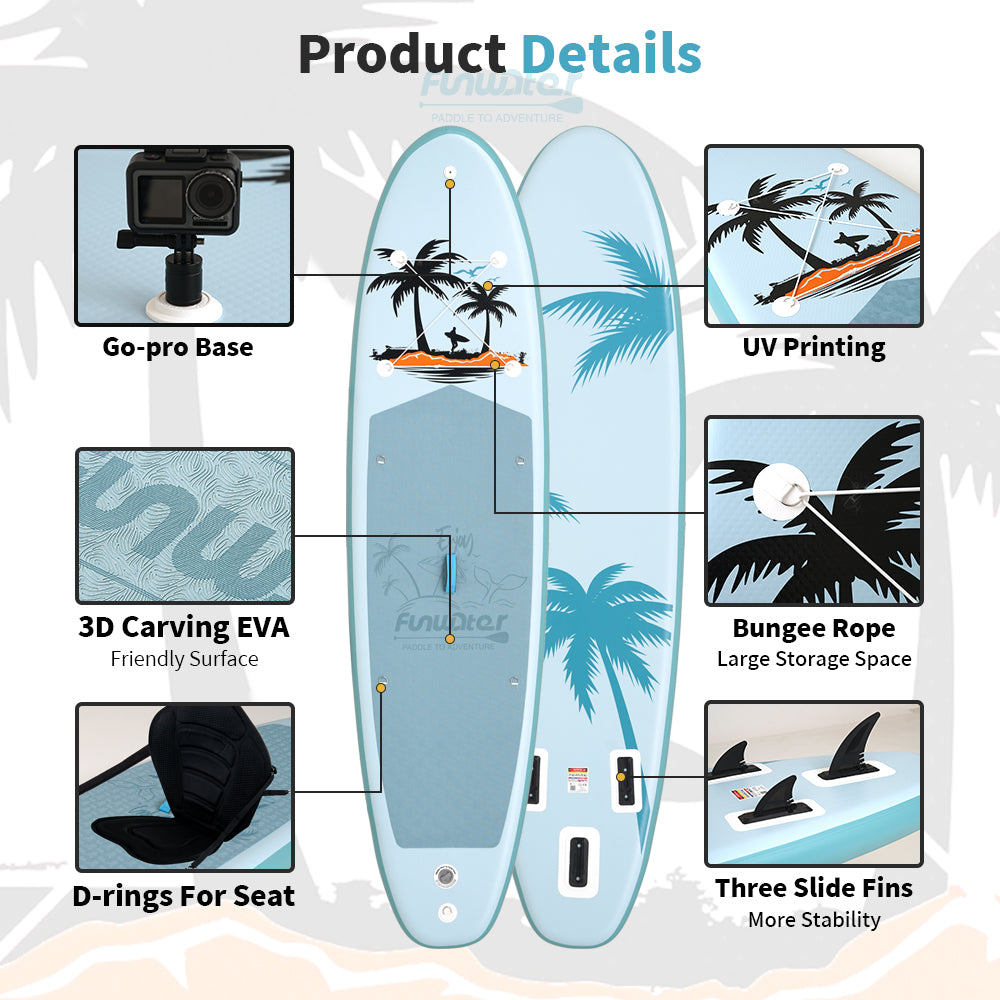 Tavola SUP Gonfiabile MIAMI 335x84x15  | Portata 165kg+ | Con Seggiolino | Base GoPro | Kit Pesca Completo