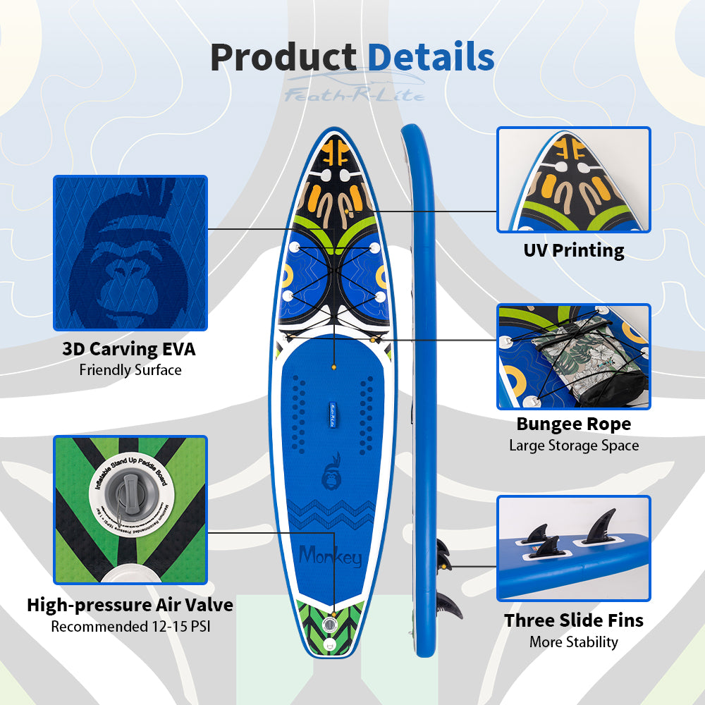 SUP Gonfiabile  F-Lite 335*83*15 | Portata 165kg+ | Design Monkey Esclusivo | Kit Completo