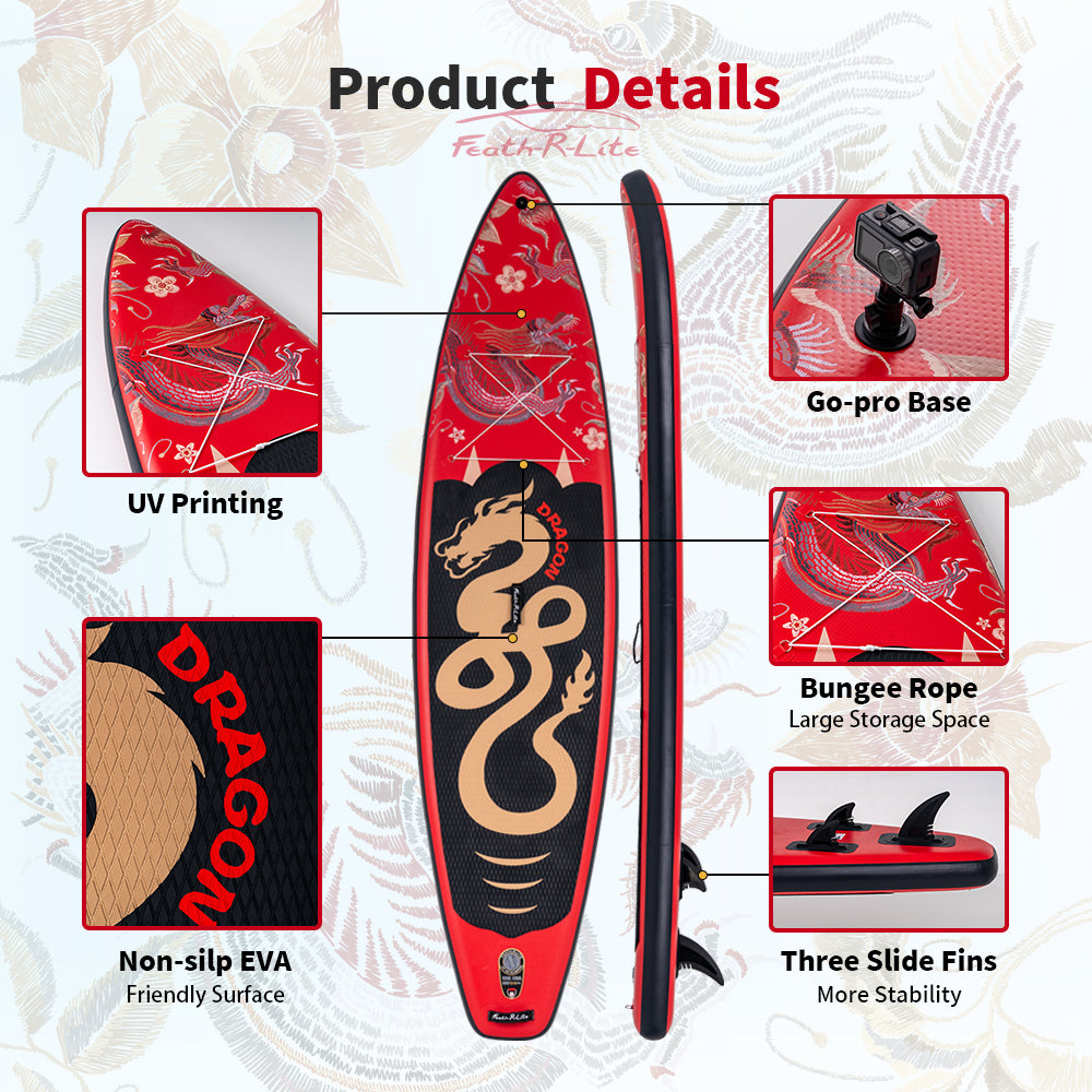 Tavola SUP Gonfiabile  Pulse Red 350*84*15 | Portata 180kg+ | Ultra Stabile | Base GoPro | Kit Completo (Copia)