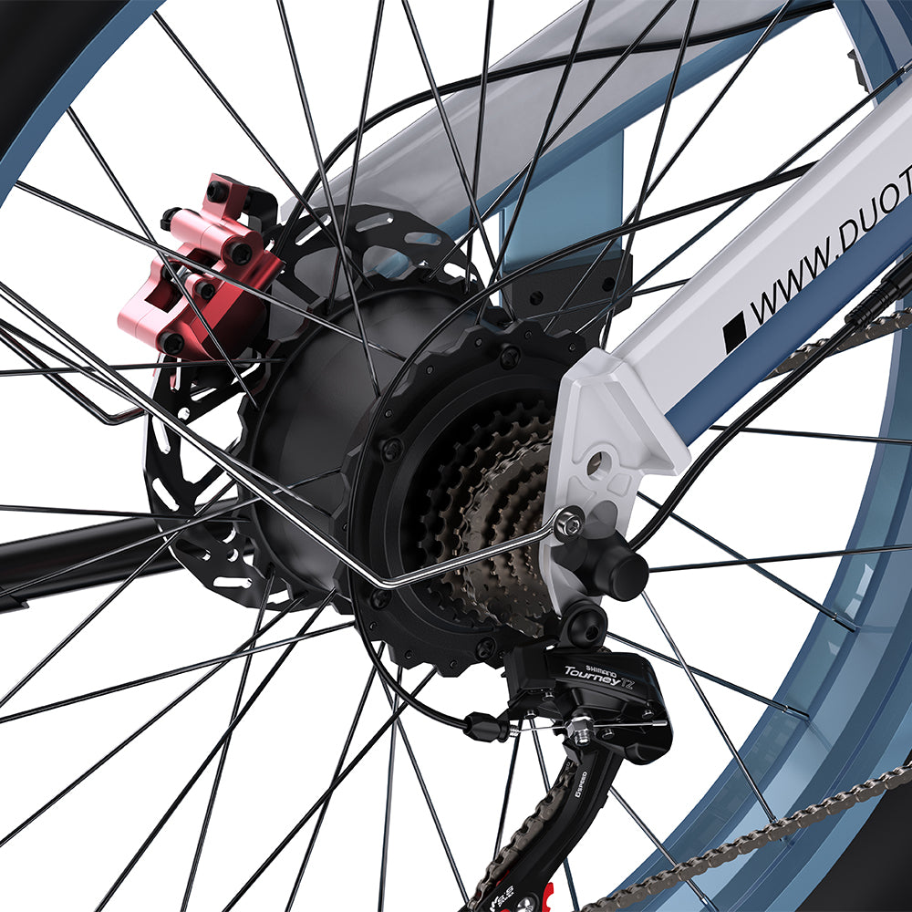 DUOTTS N26 WHITE-BLUE – E-Bike con Doppia Modalità di Guida, DOPPIO MOTORE 750W, Display LCD Avanzato e Sospensione Regolabile