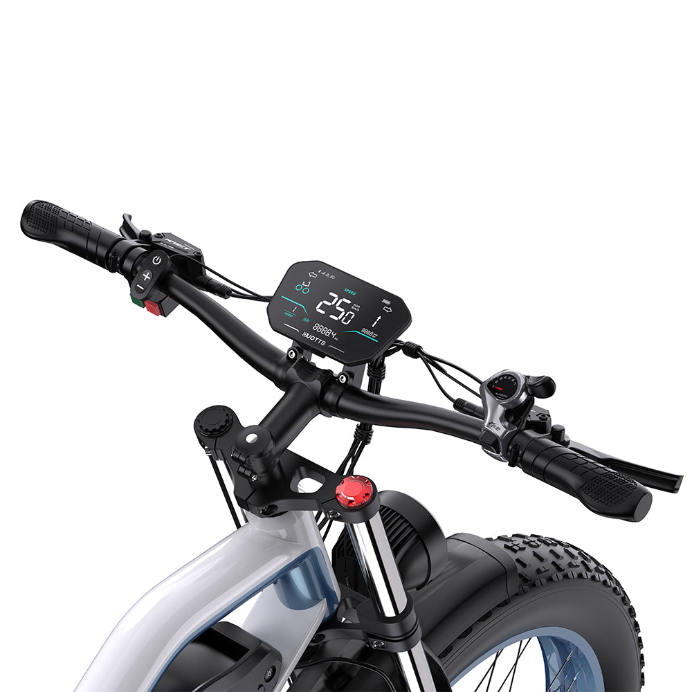 DUOTTS N26 WHITE-BLUE – E-Bike con Doppia Modalità di Guida, DOPPIO MOTORE 750W, Display LCD Avanzato e Sospensione Regolabile